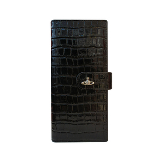 鳄鱼纹长款女式钱包真皮高级感多卡位日韩证件收纳纯色大容量搭扣