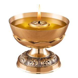 油灯供佛 家用酥油灯 铜供佛灯食用油香油盏佛前供的灯盏纯铜灯座