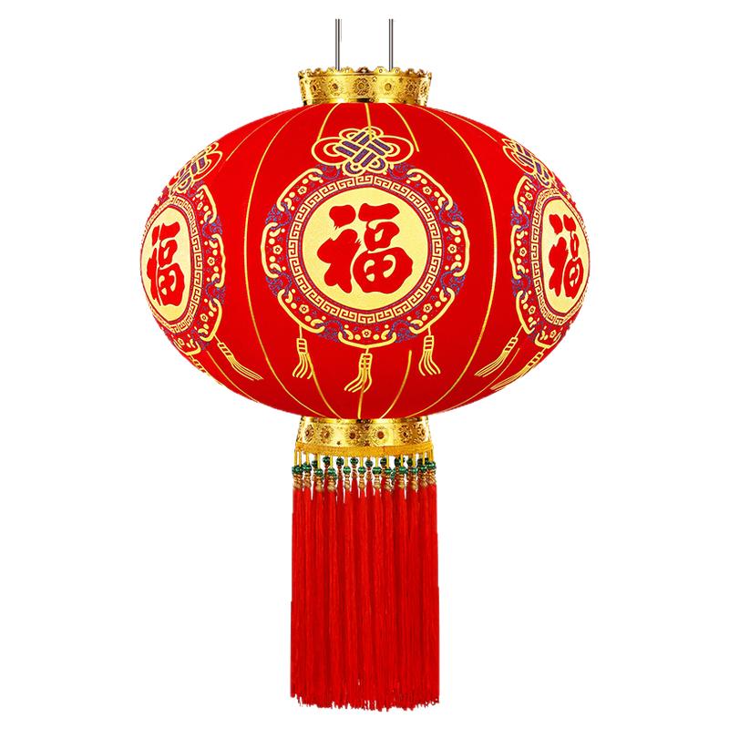 2027新款过年植绒大红灯笼阳台一对装饰春节户外大门口吊宫灯挂饰