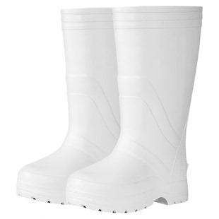 EVA泡沫白雨靴防水鞋食品车间工作鞋防污防滑防油高筒靴水靴胶鞋