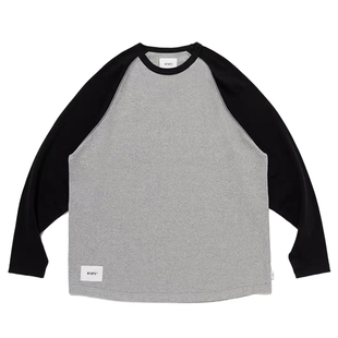 WTAPS西山彻日系潮牌拼接撞色宽松休闲纯棉圆领长袖T恤男士打底衫