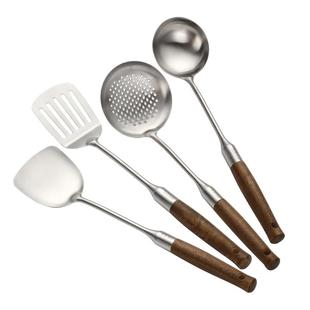 德国厨具套装304不锈钢锅铲炒菜铲子厨房家用炊具木柄铲勺漏全套