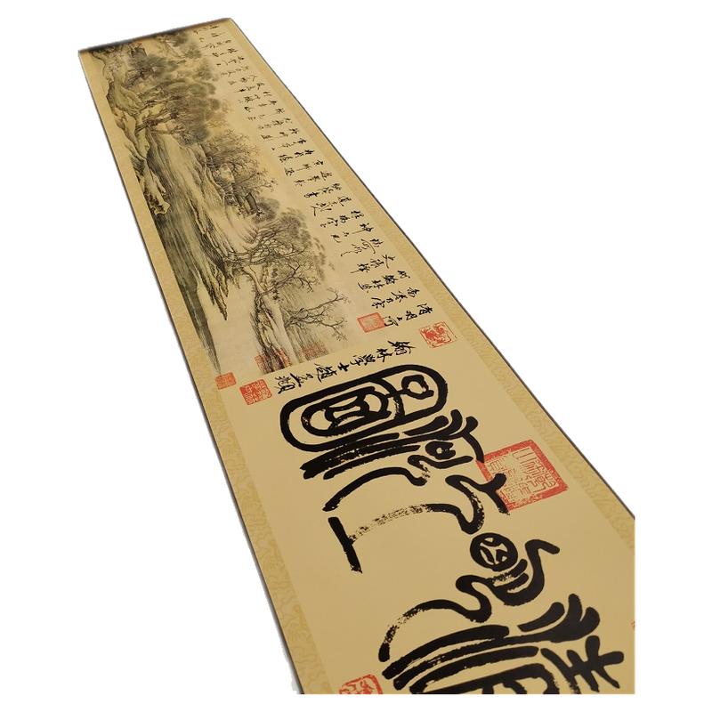赵孟頫 清明上河图 复古书画人物国画真迹微喷仿古装裱手卷装饰画