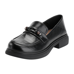 意尔康女鞋2026年春季新款单鞋真皮乐福鞋女英伦风通勤厚底小皮鞋