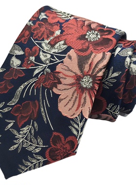 橙色花纹正装休闲刺绣领带个性