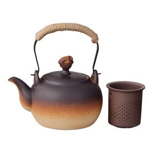 日式窑变煮茶陶壶白泥手工提梁壶电陶炉明火陶土烧水壶泡茶冲茶器