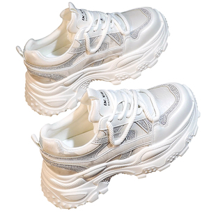 厚底小白鞋女春季新款2026超火透气真皮内增高老爹鞋休闲运动爆款