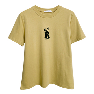 绿色印花短袖t恤女春夏季2026年女装新款设计感小众半袖宽松上衣