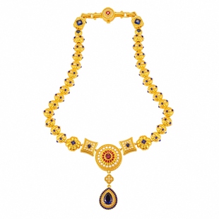 宫廷质造隋朝李静训项链李小孩同款古法手工黄金镶嵌花丝宝石吊坠