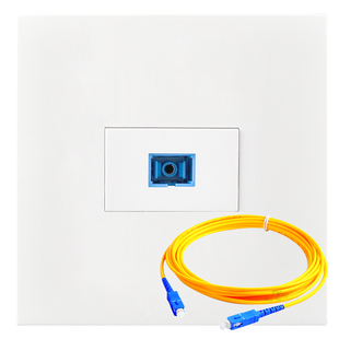 86暗装白色光纤插座带2米线套餐 sc端子插孔面板宽带入户网线电脑