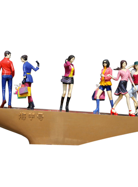 商业街购物女郎主题玻璃钢树脂彩绘人物雕塑户外景观小品艺术摆件