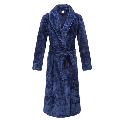 情侣法兰绒简约束腰款睡袍浴袍