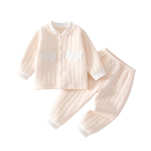 婴儿衣服秋冬夹棉分体套装小月龄宝宝初冬婴幼儿保暖冬装女宝a类6