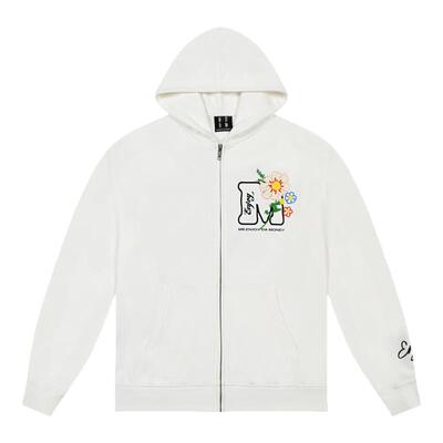 MEDM25SS锁链绣花朵大M拉链卫衣