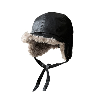 Jodaht雷锋帽男冬季加厚保暖PU皮质毛绒帽子户外防风防雪护耳帽子