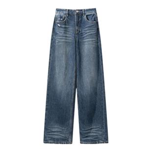 现货【梦中情裤】大梨子姐妹入 重工洗水工艺做旧直筒宽松牛仔裤