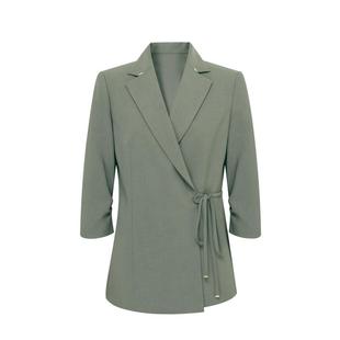 Scofield女装小V领修饰脖颈七分袖系带收腰西装外套夏季西装
