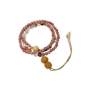 新中式双层叠戴桃红串珠手链2024新款轻奢小众精致手串复古手饰品