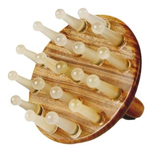 天然牛角梳经络刷按摩梳檀木梳子指环头部头皮刮痧经络梳插齿绿檀