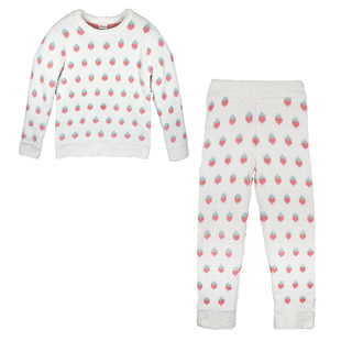 日系少女心草莓水果双层加厚毛绒针织软绵绵睡衣圆领保暖睡衣套装