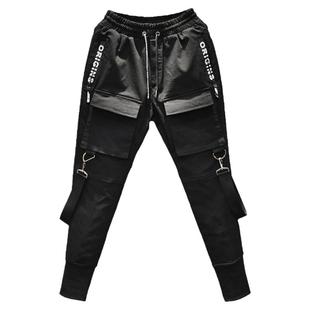 暗黑工装裤男潮牌束脚hipho美式街头痞帅韩版潮流机能嘻哈裤子潮