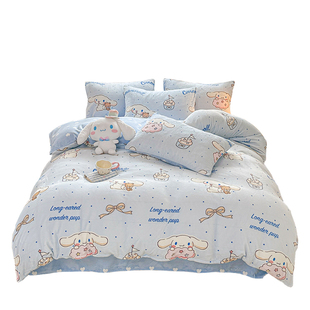 玉桂狗加厚牛奶绒被套单件冬季加绒儿童被罩珊瑚绒卡通床上四件套