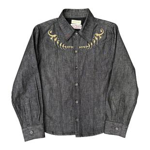 TBR 冈山原牛西部宫廷刺绣黑色牛仔外套衬衫