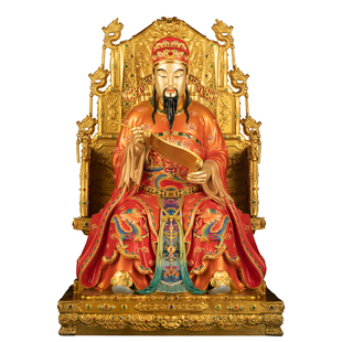 台湾纯铜彩绘文昌帝君神像家用供奉文曲星君铜像梓潼帝君书房摆件