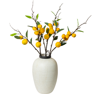 仿真柠檬果枝客厅假花插花果实高枝装饰水果装饰摆件餐桌玄关摆设