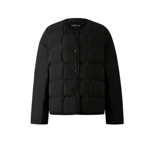 【90%鹅绒】PRICH时尚面包格纹圆领羽绒服冬季新款休闲保暖女