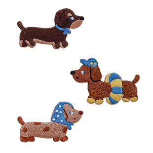 可爱腊肠小狗刺绣贴书包手账装饰布贴自粘贴修补衣服羽绒服补丁贴