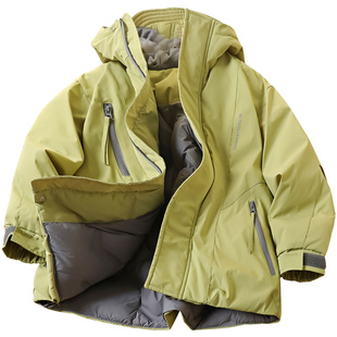 男童石墨烯云绒冲锋衣2025冬季儿童加厚保暖棉衣中大童潮外套棉服