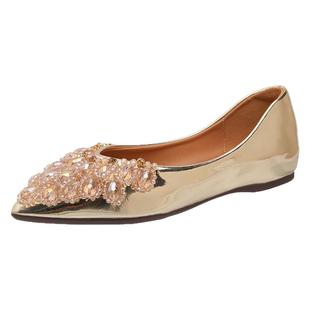 银色尖头单鞋女2025新款内增高真皮水钻浅口软底玛丽珍女鞋通勤鞋