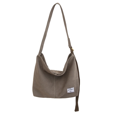 斜挎包男春夏帆布质感学生装书单肩包2025新款百搭大容量托特包女