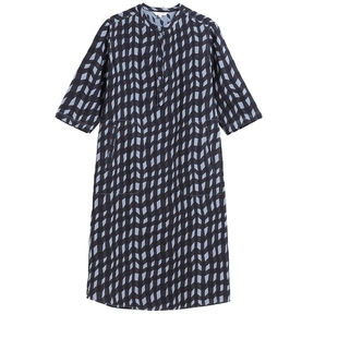 蒲PUKKA 春夏格纹定制双面提花纯棉面料H型显瘦连衣裙