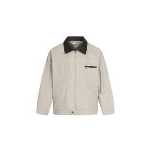 98SQUID美式复古vintage底特律撞色工装夹克情侣宽松休闲痞帅外套