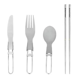 纯钛两节拼接可拆卸螺丝筷子户外露营超轻便携折叠刀叉勺餐具套装