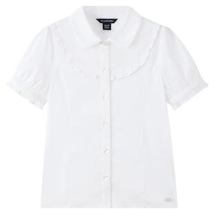 eland kids衣恋童装女童白衬衫26年夏新品甜美学院风翻领短袖上衣