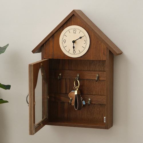 创意进门口墙上装饰挂钩玄关免钥匙收纳入户木质置挂架挂钩打孔物