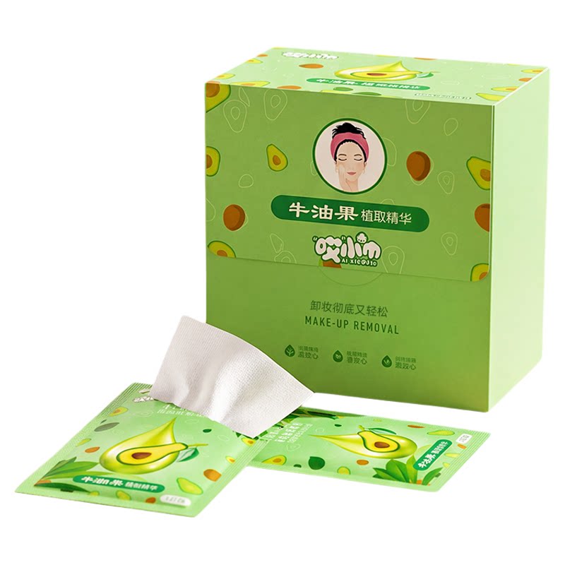哎小巾32包片盒装牛油果卸妆湿巾