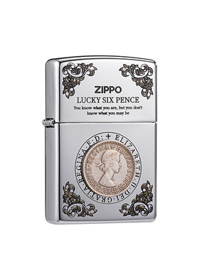 zippo打火机镜面深雕贴章六便士