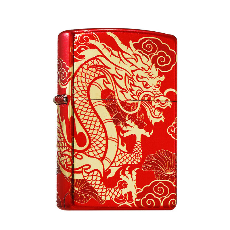 ZIPPO古法烫金鸿运游龙红冰