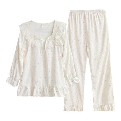 BIEN带胸垫棉绸睡衣女春秋季甜美可爱公主风家居服可外穿夏天薄款