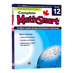 进口英文原版正版 Complete MathSmart grade 12 加拿大数学练习册12年级 Canadian Curriculum Math Workbook High Schools附答案