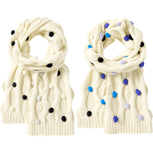 【手作彩球】伊米伦儿童围巾纯棉法式设计款宝宝保暖针织围巾女童