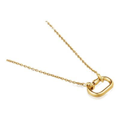 TOUS桃丝熊银镀18K金椭圆环链