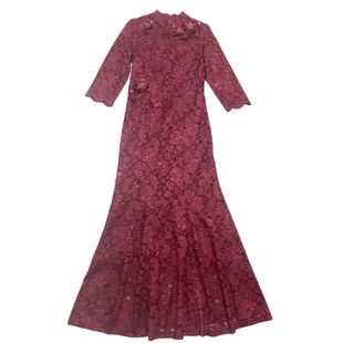 古贝莎复古旗袍女春秋喜婆婆婚宴结婚礼服妈妈中长宫廷名媛连衣裙