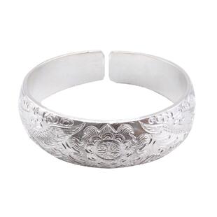 宽银手镯老式熟真999纯银手工定做订制年轻女士宽版面款时尚扁园