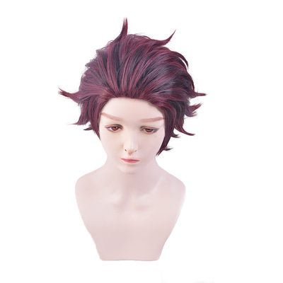 动漫鬼灭之刃灶门炭治郎cos假发