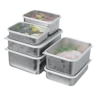 304不锈钢保鲜盒冰箱冷藏专用食物收纳盒海鲜肉类冷冻密封分装盒